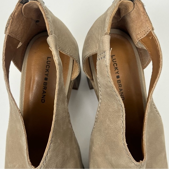 Lucky Brand tan Saimy leather open toe block heel back zip shoes, 9M. - Picture 7 of 12